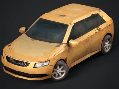 Abandoned Modern Car - Low Poly Game Ready Low-poly 3D model