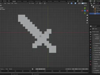 Minecraft sword Free low-poly 3D model