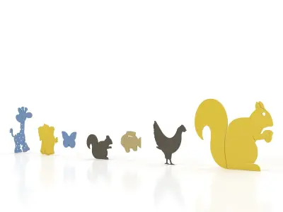 Animals 5 zoo animal wall decals 3D model