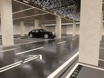 Modern Luxury Car Park - Garage Low-poly 3D model