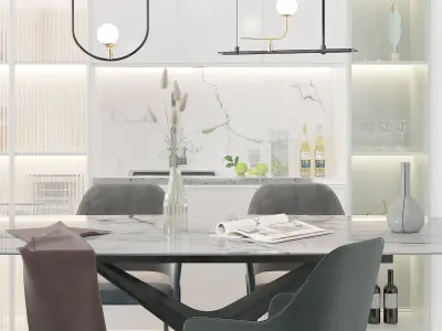 dining and chair table Modern 3D model