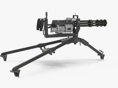 M134 Minigun Tripod Mounted Dirt Low-poly 3D model