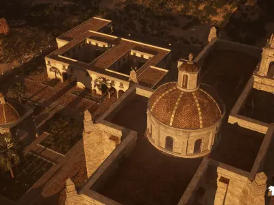 Colonial Convent Church Environment Low-poly 3D model