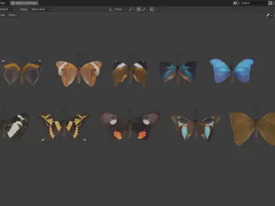 Butterfly Collection PBR Rigged Animated 3D model
