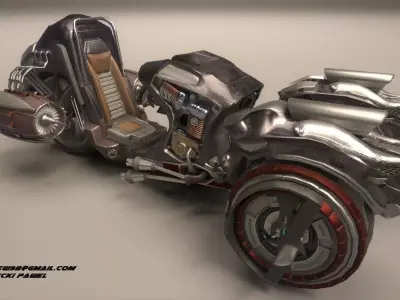 Futuristic Motorcycle Vehicle Game Ready model  Low-poly 3D model