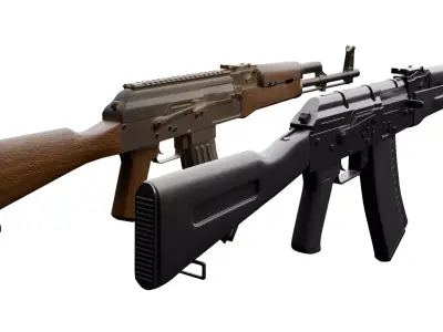 Gun Pack AK-47 Collection PBR Textures  Game-Ready Low-poly 3D model