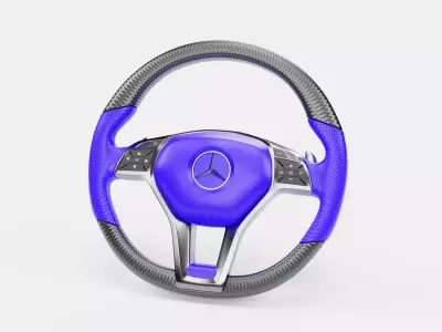 3d Steering Wheel With Blue Cover 3D model