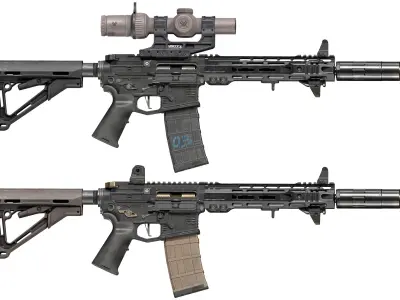 CUSTOM AR-15 RIFLE Low-poly 3D model