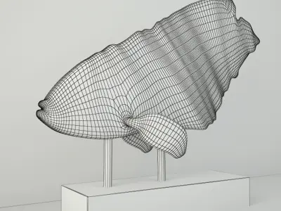 Rustic Teak Fish Sculpture 3D model