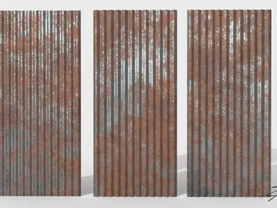 Corrugated galvanized sheets Low-poly 3D model