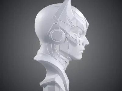 Cybernetic Soldier Bust Futuristic Warrior PM-253 3D print model