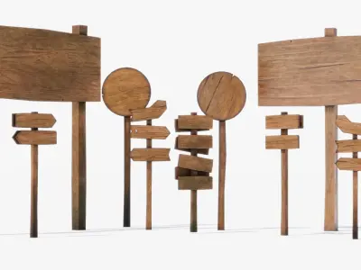 Sign set 01 Low-poly 3D model