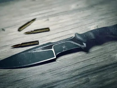 Military Combat Knife Low-poly 3D model