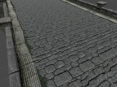 Castle set with towers on top Low-poly 3D model