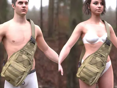 Man and Woman in Tactical Shoulder Bag 129 3D model