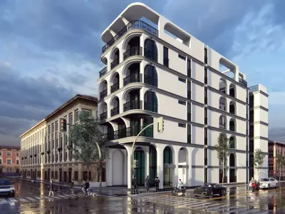 Classic stone facade-Building Classic Facade Element  3D model