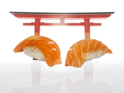 Salmon mix sushi realistic rolls Low-poly 3D model