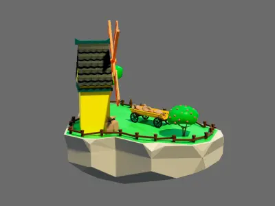 island 1 windmill Low-poly 3D model