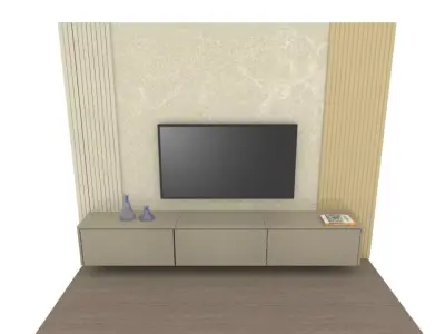 Modern TV Wall Unit with Floating Cabinet  Free low-poly 3D model