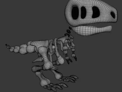 Cartoon T-Rex Skeleton Not-Rigged 3D model