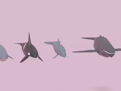 Cartoon Sea Animals Pack Low-poly 3D model