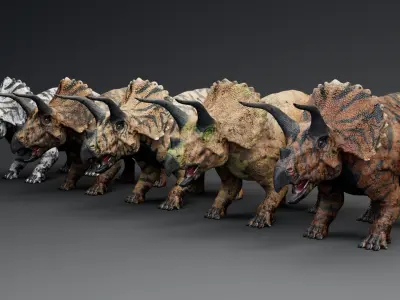 Dinosaur Triceratops Unreal Engine and Unity Projects Low-poly 3D model