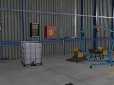 Truck Repair Workshop Interior 01 All PBR Unity UE Textures 3D model