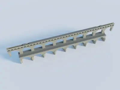 Pont du Gard Aqueduct Low-poly 3D model