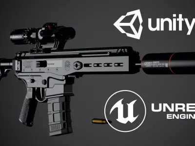 Multi-Caliber Assault Rifle Low-poly 3D model