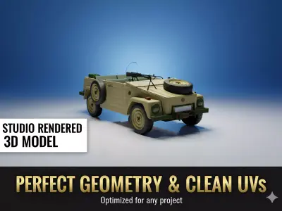 Game Ready Army Patrol Jeep Realistic WW2 Off-Road Vehicle Low-poly 3D model