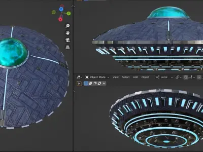 UFO Air Fighter and Helicopter - UFO Fighting Game assets Low-poly 3D model
