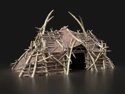 ORC CAMP VILLAGE HOUSE PRIMAL TENT HUNT BUILDER PACK COLLECTION Low-poly 3D model