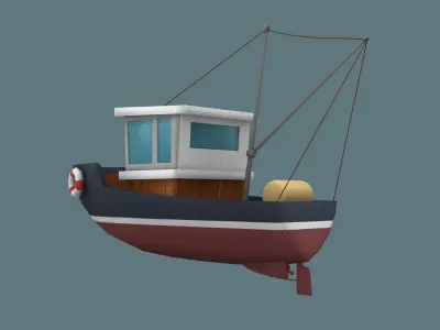 Low Poly fishing Boat  Low-poly 3D model