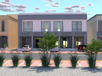 Compact Retail Building A35 DWG SketchUp 3D model