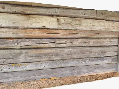 Log Wall Low-poly 3D model