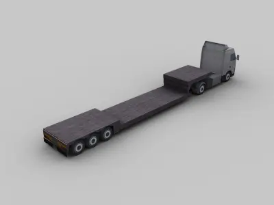 Truck with Trailer 1 Low-poly 3D model