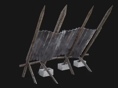 PALISADE POSTAPO WALL BARRIER FENCE FORT SURVIVAL ZOMBIE PACK Low-poly 3D model