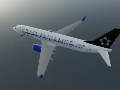 United Boeing 737-800 star alliance with cockpit  Low-poly 3D model