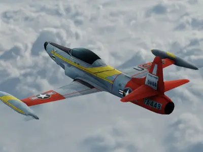 F-94A Starfire jet fighter Hand painted game model Low-poly 3D model