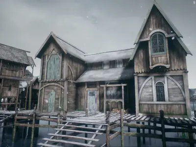 Medieval Lake Village UE4 Low-poly 3D model