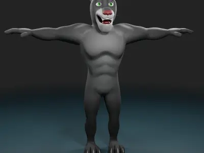 Panther humanoid character rigged Low-poly 3D model