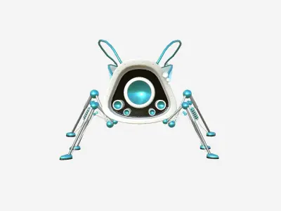 Insect Robot F04 White Blue - SciFi Character Design Low-poly 3D model