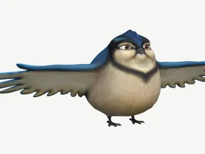 Fat Cartoon Bird Low-poly 3D model