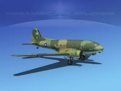 Douglas C-47 Dakota USAF V09 3D model