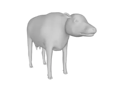 Cow rigged with mouth 3D model