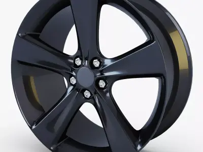 Style 128 wheel black Mid Poly Low-poly 3D model