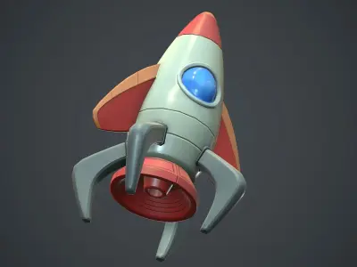 Cartoon Rocket PBR Game Ready  Low-poly 3D model