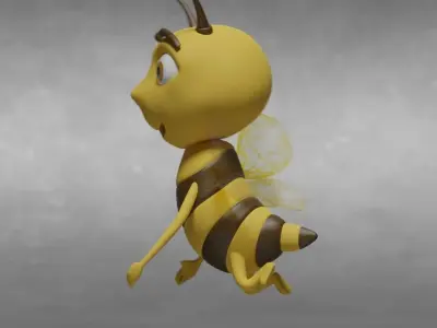 Bee cartoon rigged character Low-poly 3D model