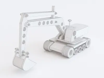 Wooden toy excavator 01 3D model
