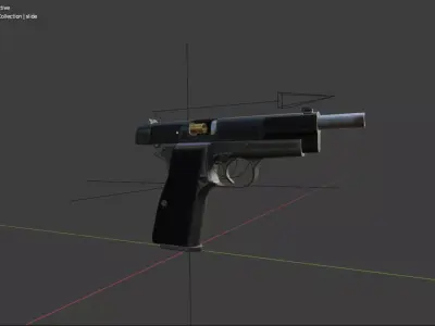 9mm Pistol rigged blender file 3D Model 3D model
